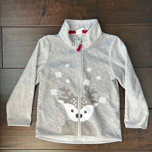 H&M Deer Snowflake Zipper Sweater 2-3y